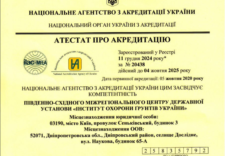 Свідоцтво про відповідність системи вимірювань № 0256 від 17.12.2024 р. 